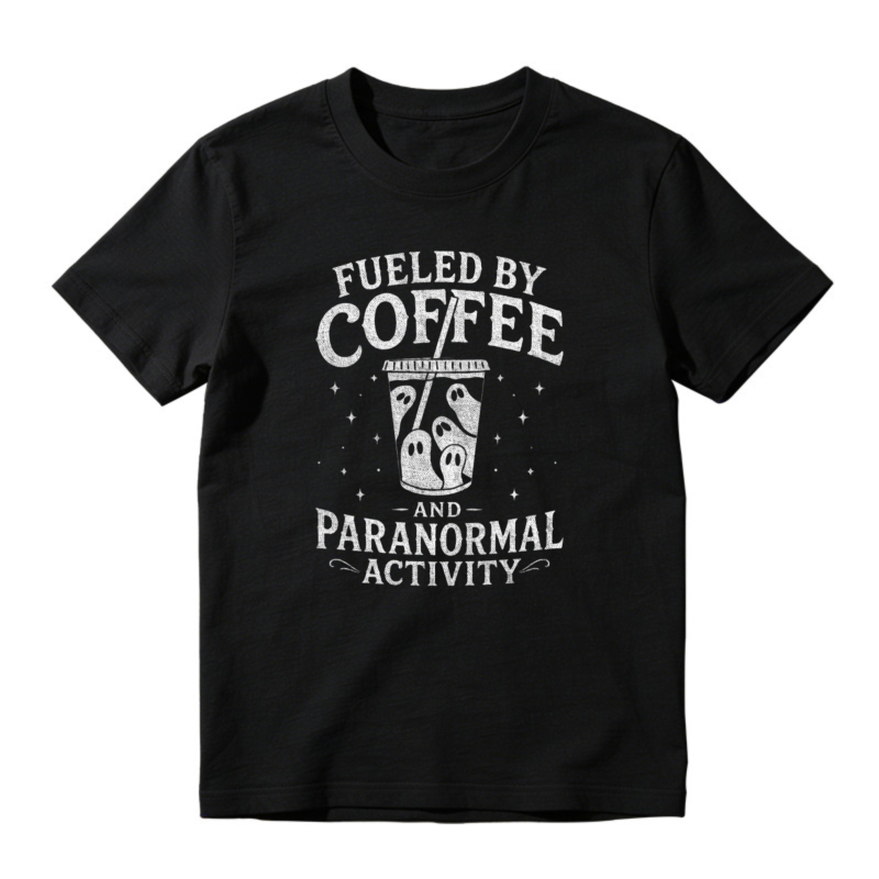 Fueled By Coffee And Paranormal Activity Ghost T-shirt