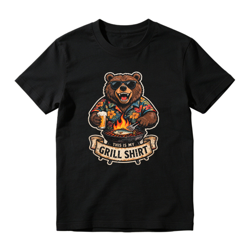 Funny Bear Wearing Sunglasses Grilling With Beer This Is My Grill Shirt Unisex Classic T-shirt
