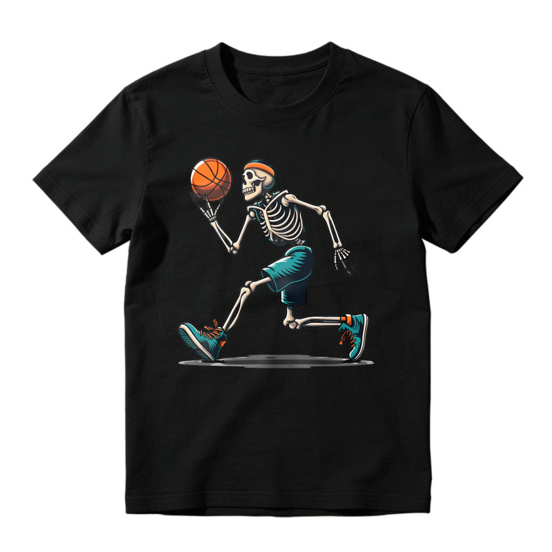 Skeleton Basketball Player Dribbling Ball Graphic Unisex Classic T Shirt