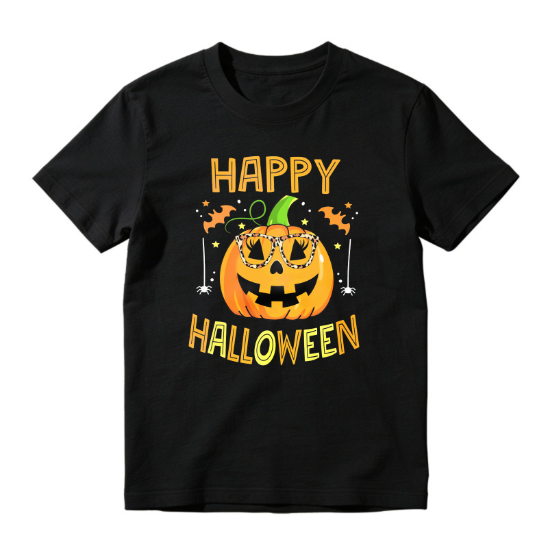 Happy Halloween Pumpkin With Sunglasses And Bats Unisex Classic T-shirt