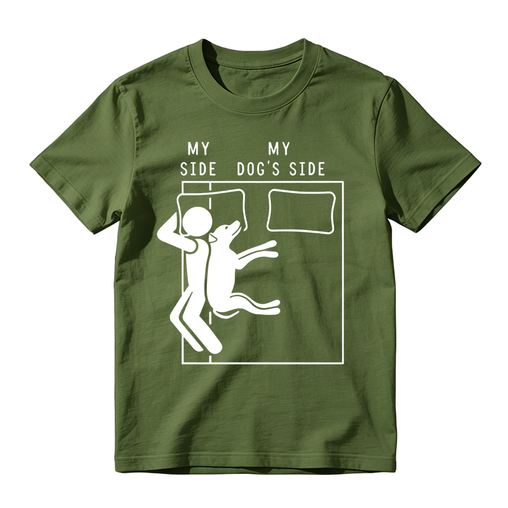 Funny Dog Owner My Side My Dogs Side Graphic T-Shirt,Novelty Dog Lover Quote Top