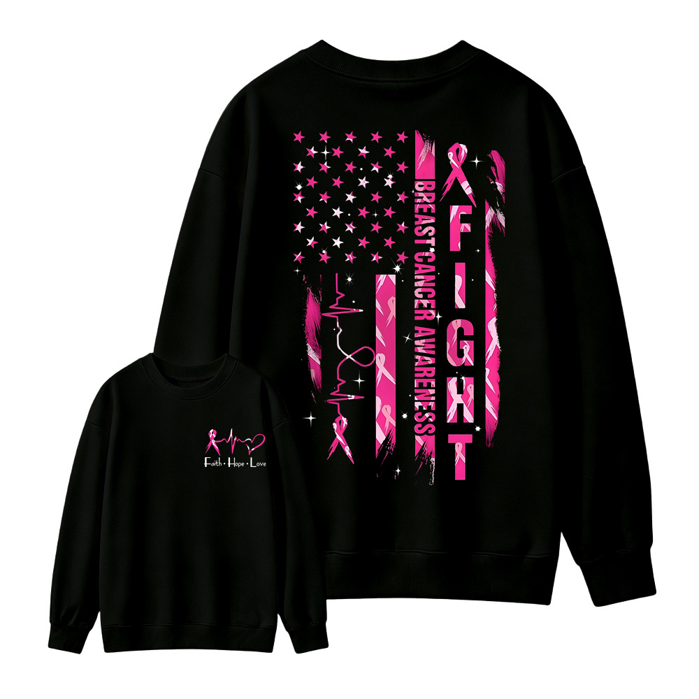 Women's Breast Cancer Awareness Graphic Sweatshirt with Pink Ribbon & "Empowerment" Design