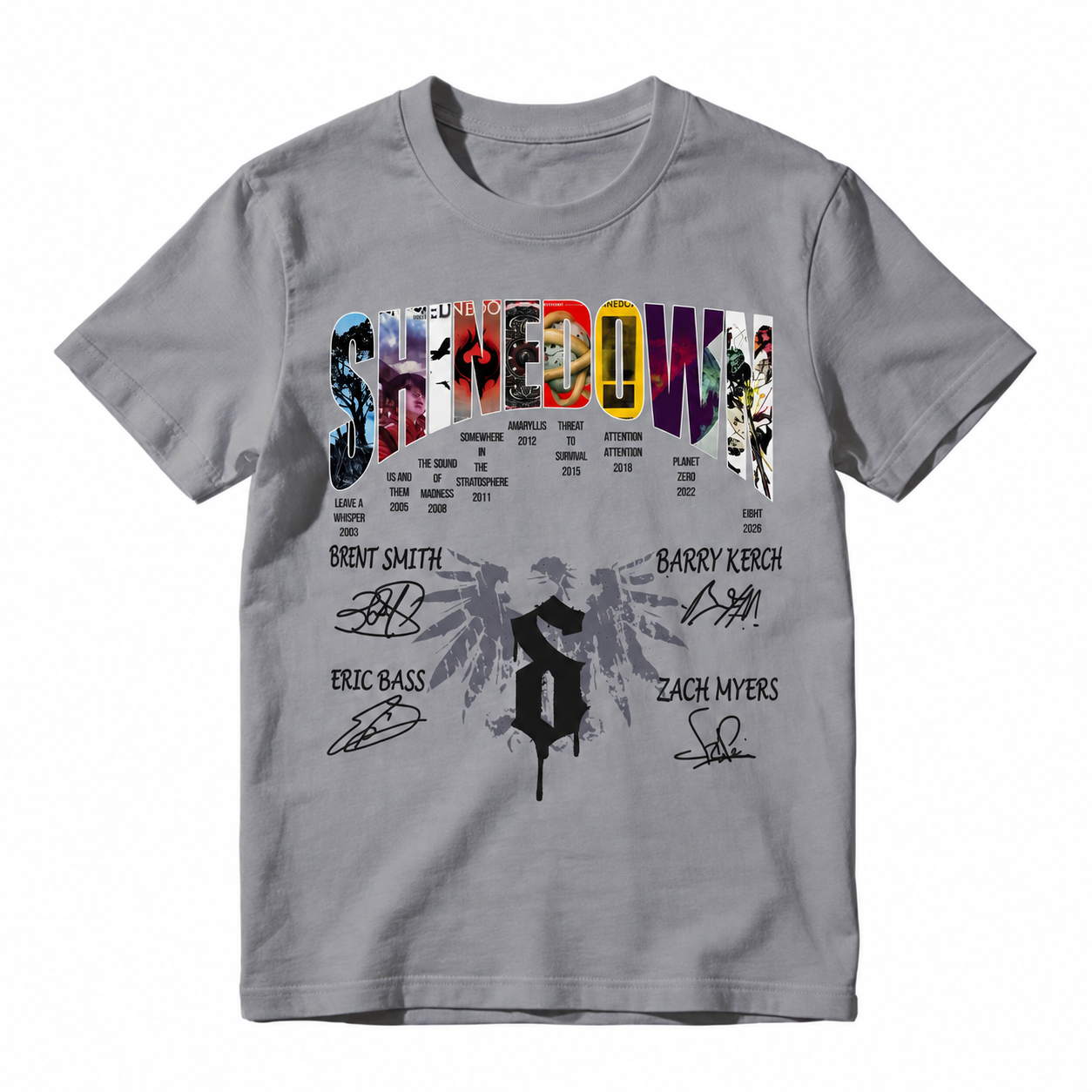 Shined0wn Discography T-Shirt, Vintage Rock Band Album Collection Shirt