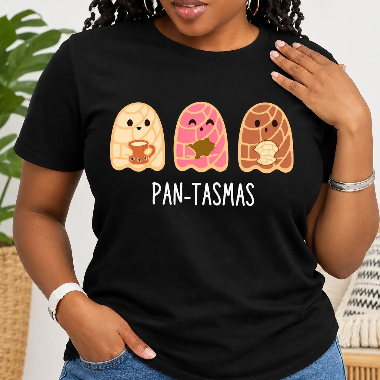 Cute Ghost Pan Dulce Conchas Funny Latina Mexican Halloween Graphic Tee