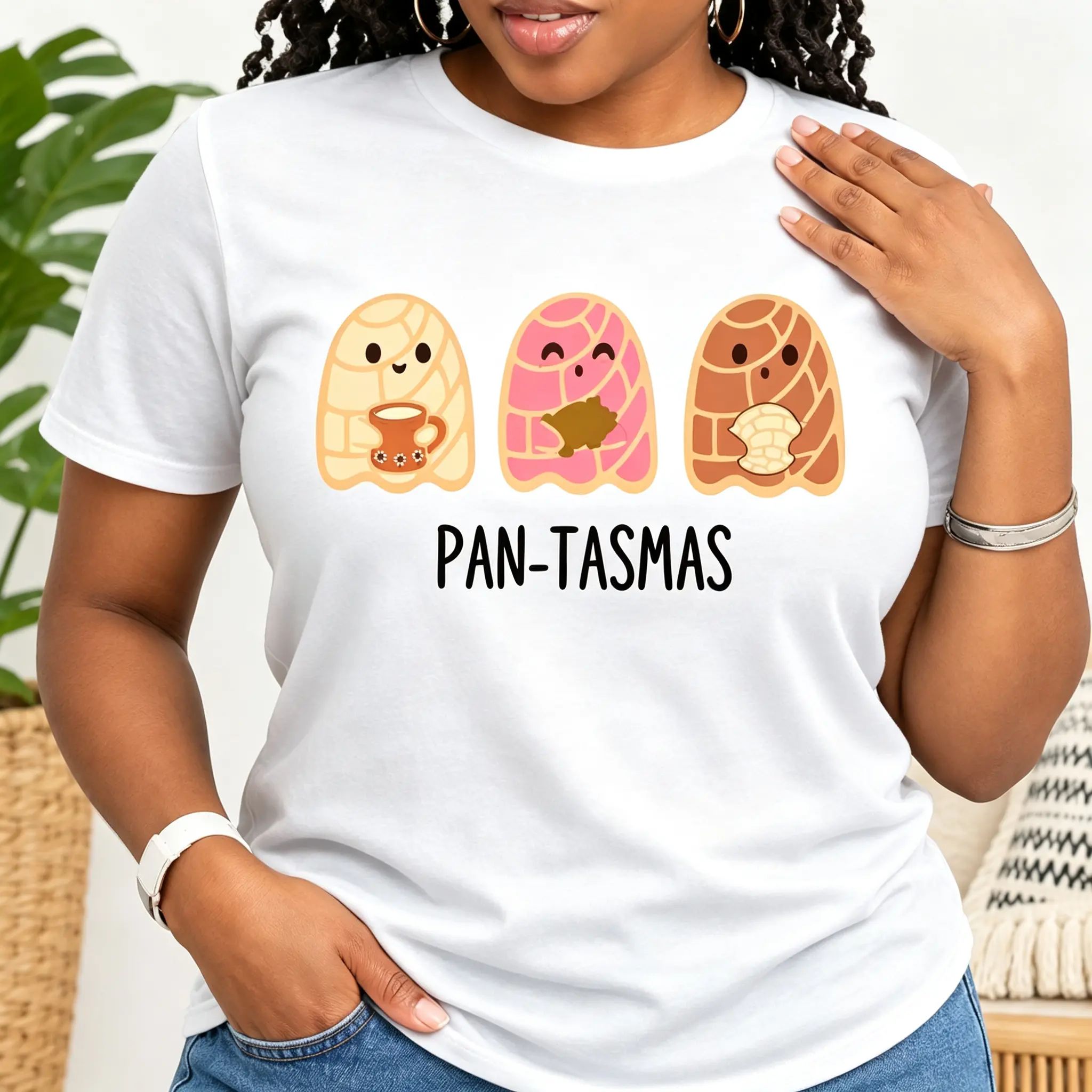 Cute Ghost Pan Dulce Conchas Funny Latina Mexican Halloween Graphic Tee