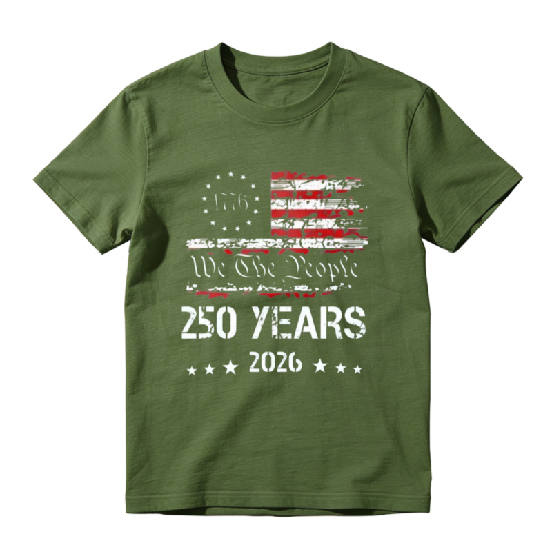 1776-2026 Patriotic USA 250 Years We The People Betsy Ross Flag Graphic T-Shirt