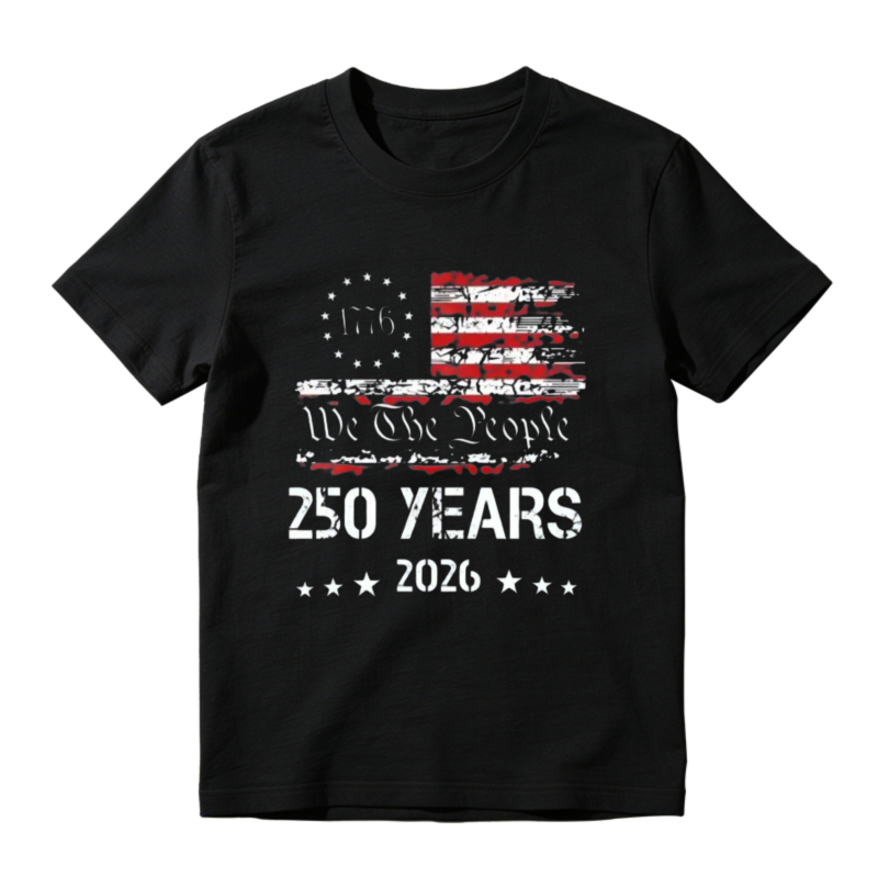 1776-2026 Patriotic USA 250 Years We The People Betsy Ross Flag Graphic T-Shirt
