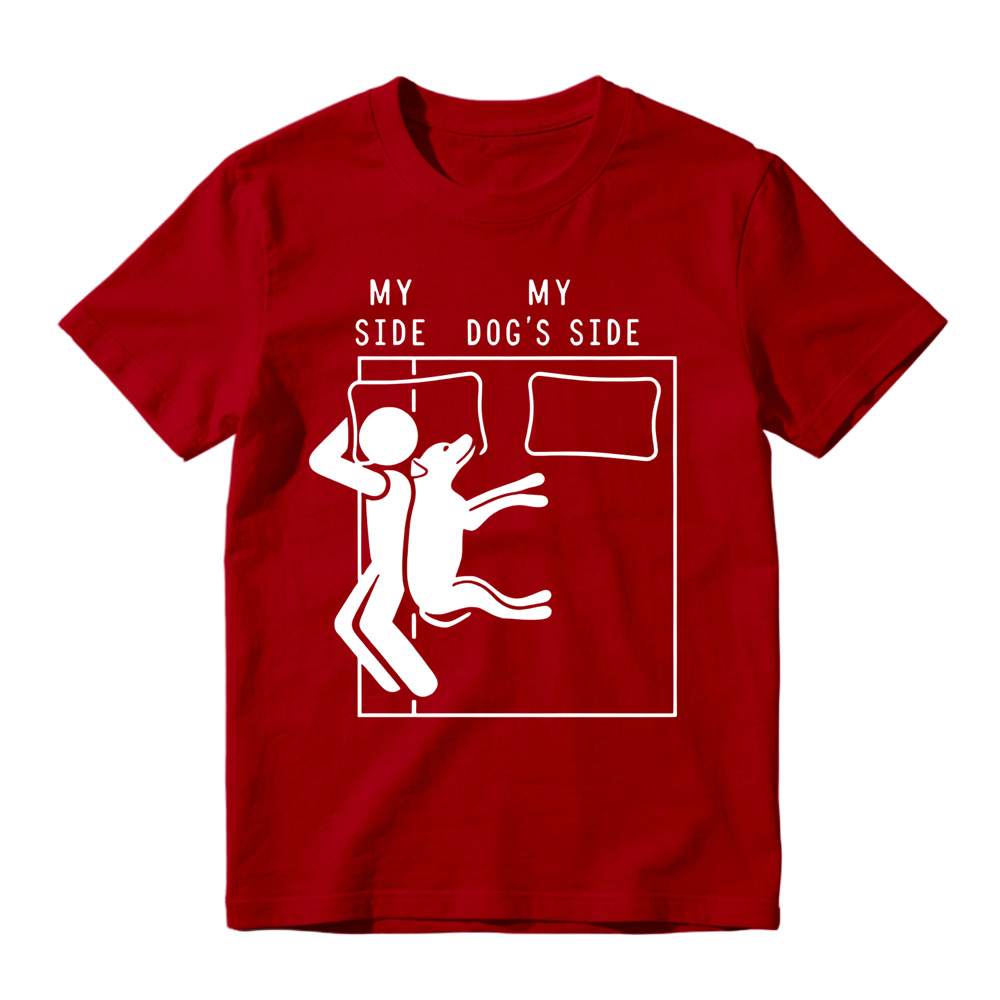 Funny Dog Owner My Side My Dogs Side Graphic T-Shirt,Novelty Dog Lover Quote Top