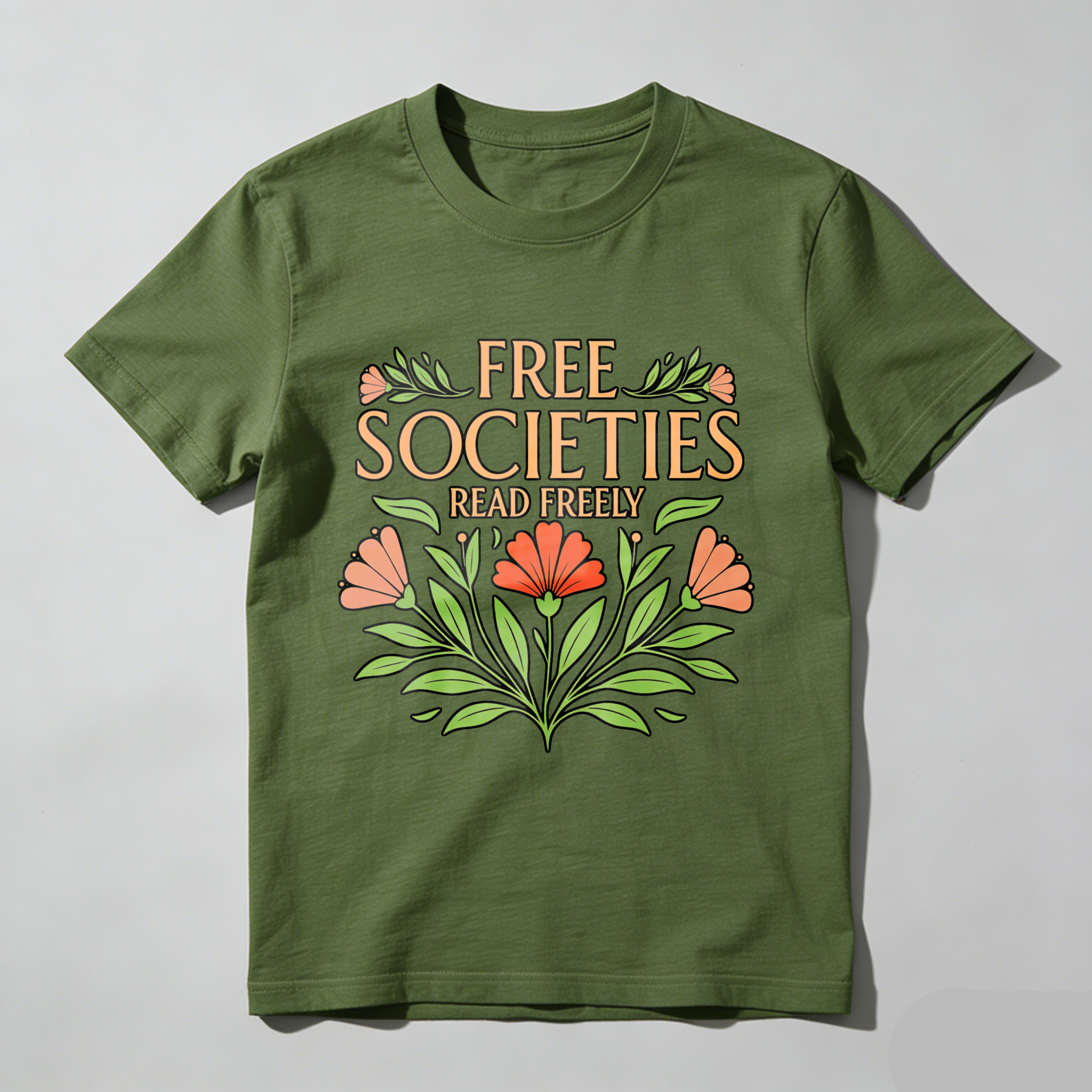 Wardrobecart Free Societies Read Freely Floral Design Tshirt