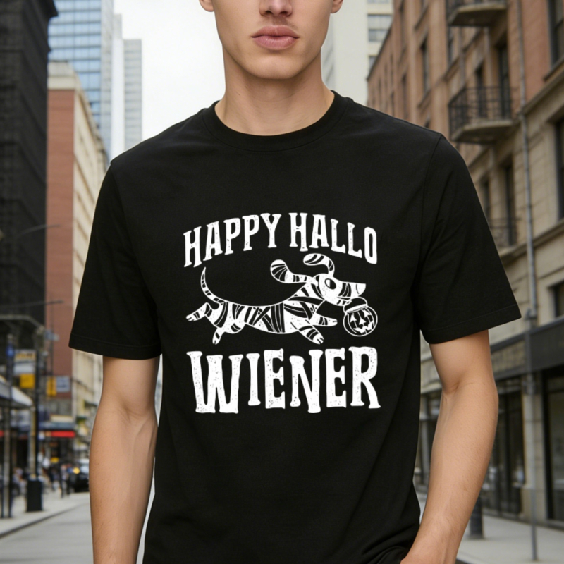 Happy Hallo Wiener Funny Halloween Dachshund Dog Graphic T-shirt