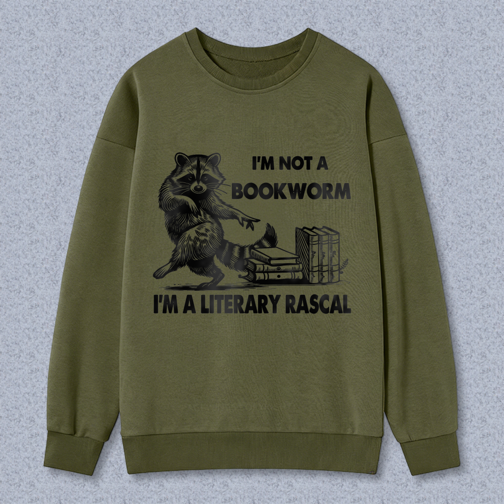 Wardrobecart Raccoon Reading Books I'M Not A Bookworm I'M A Literary Rascal Unisex Classic Sweatshirt