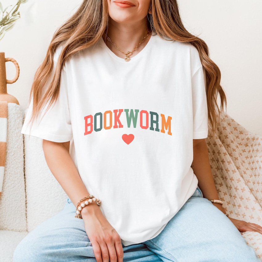 Wardrobecart Bookworm Heart Print Design Tshirt