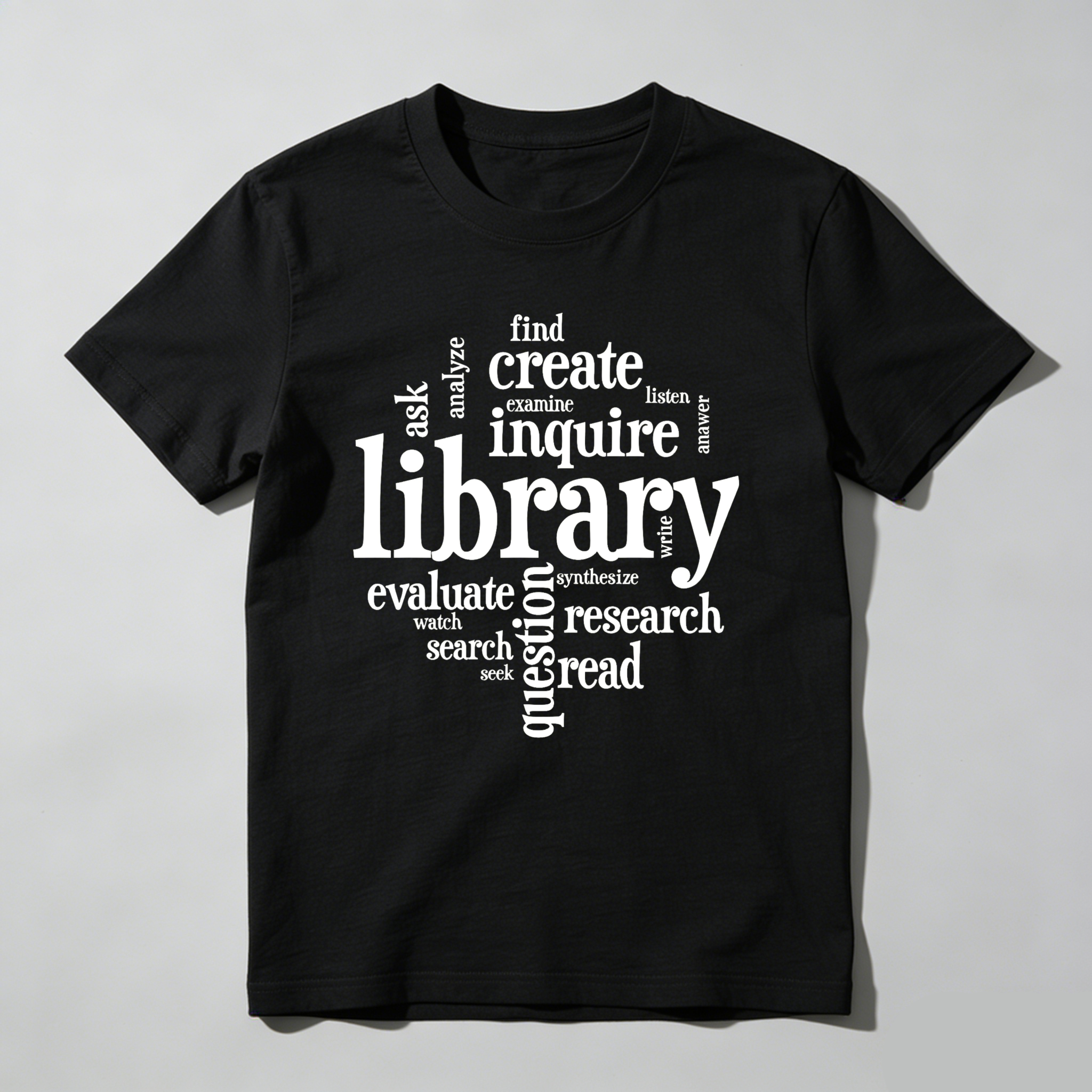 Wardrobecart Library Inquire Research Read Evaluate Create Find Ask Tshirt