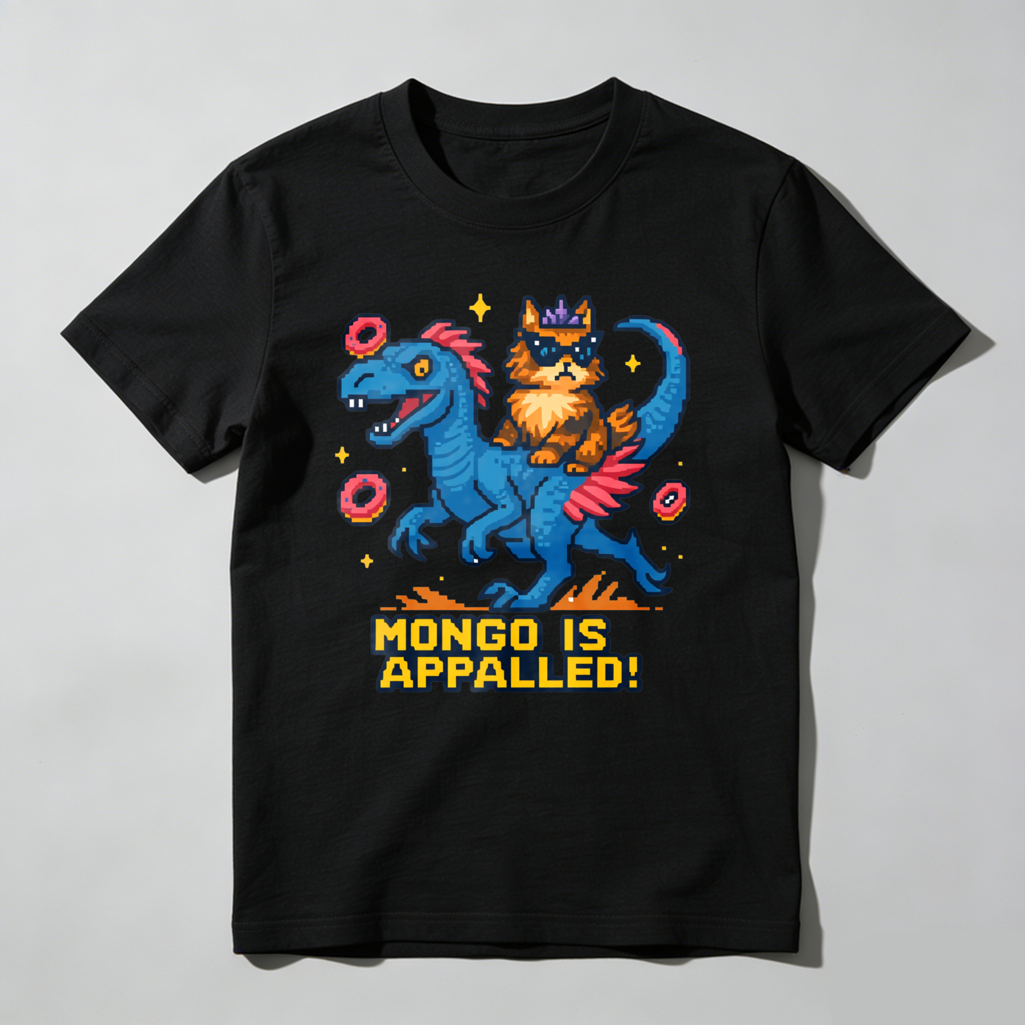 Wardrobecart Cat Riding Dragon With Donuts And Stars Tshirt