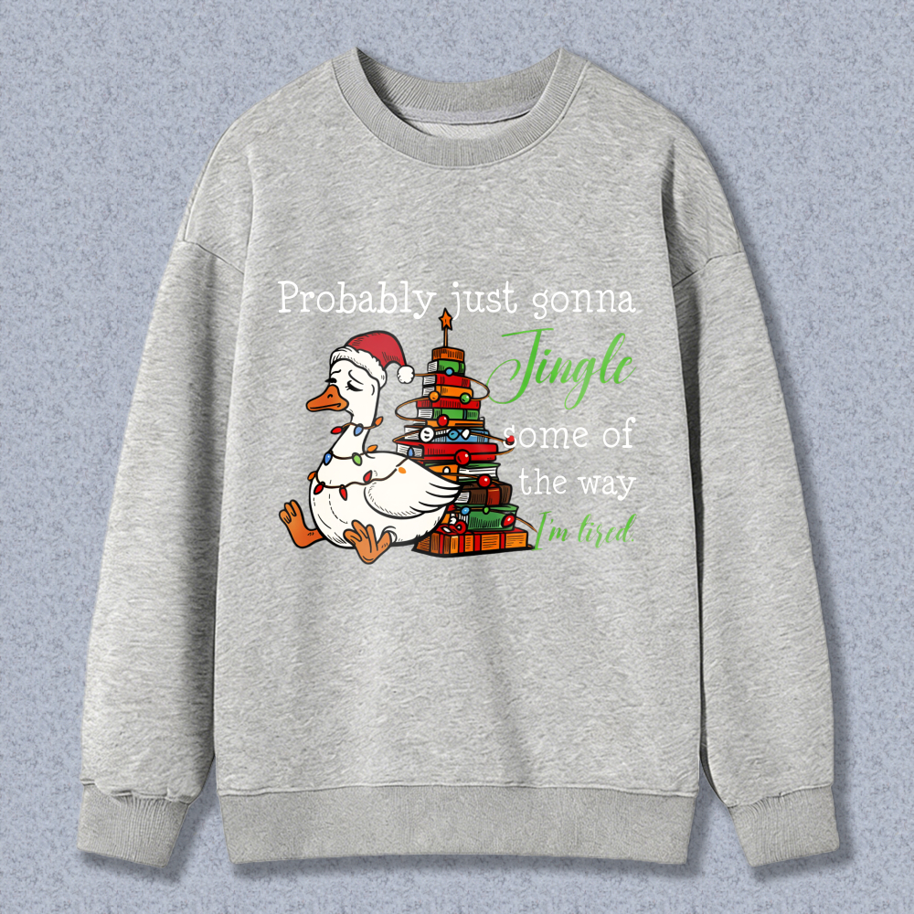 Wardrobecart Duck With Christmas Tree And Presents Jingle I'm Tired Unisex Classic Sweatshirt
