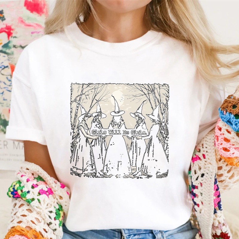 Witches Silhouette Girls Will Be Girls Halloween Graphic Unisex Classic T-shirt