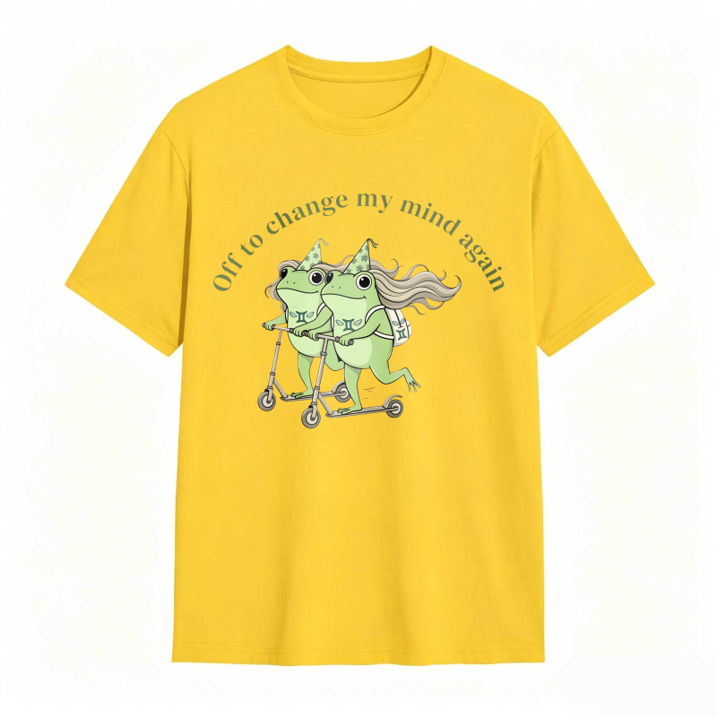 Frogs On Scooter With Text Off To Change My Mind Again Unisex Classic T-shirt