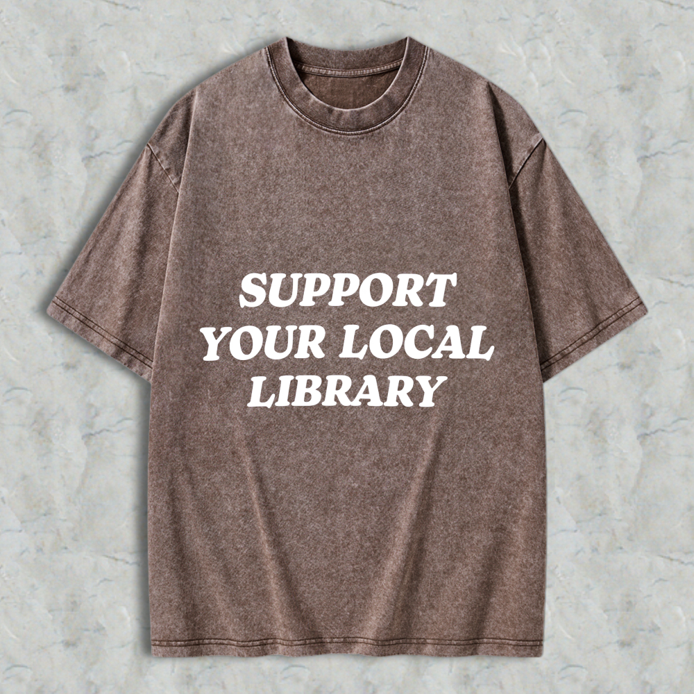 Wardrobecart Support Your Local Library Unisex Washed T-shirt