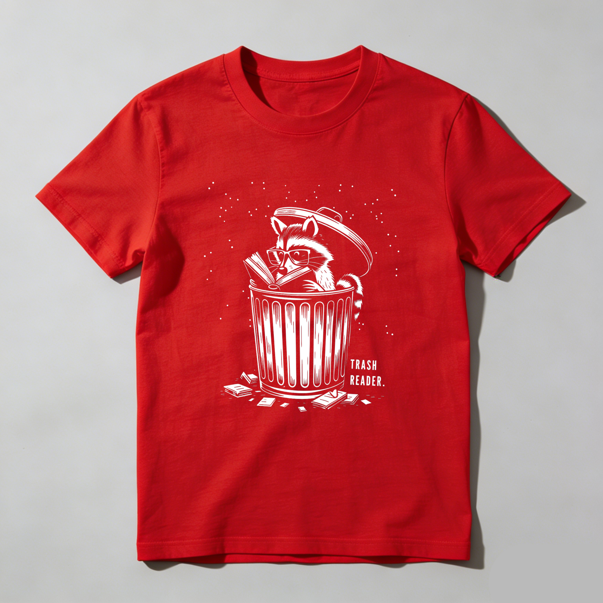 Wardrobecart Raccoon Reading Book In Trash Can Tshirt