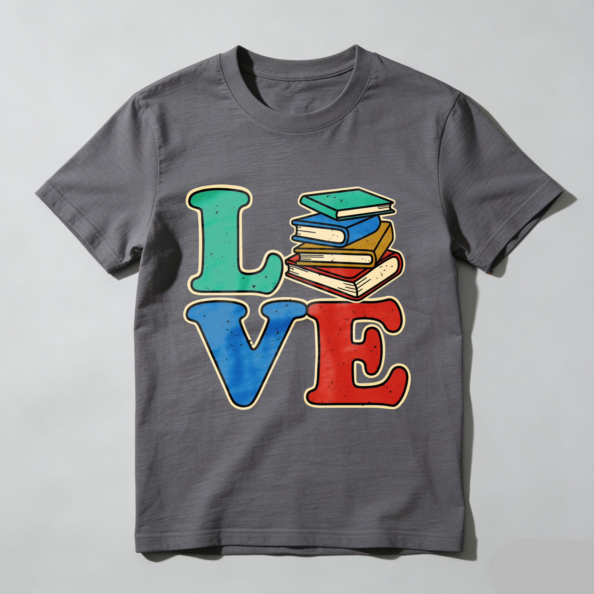 Wardrobecart Love Books Stack Design Print Tshirt