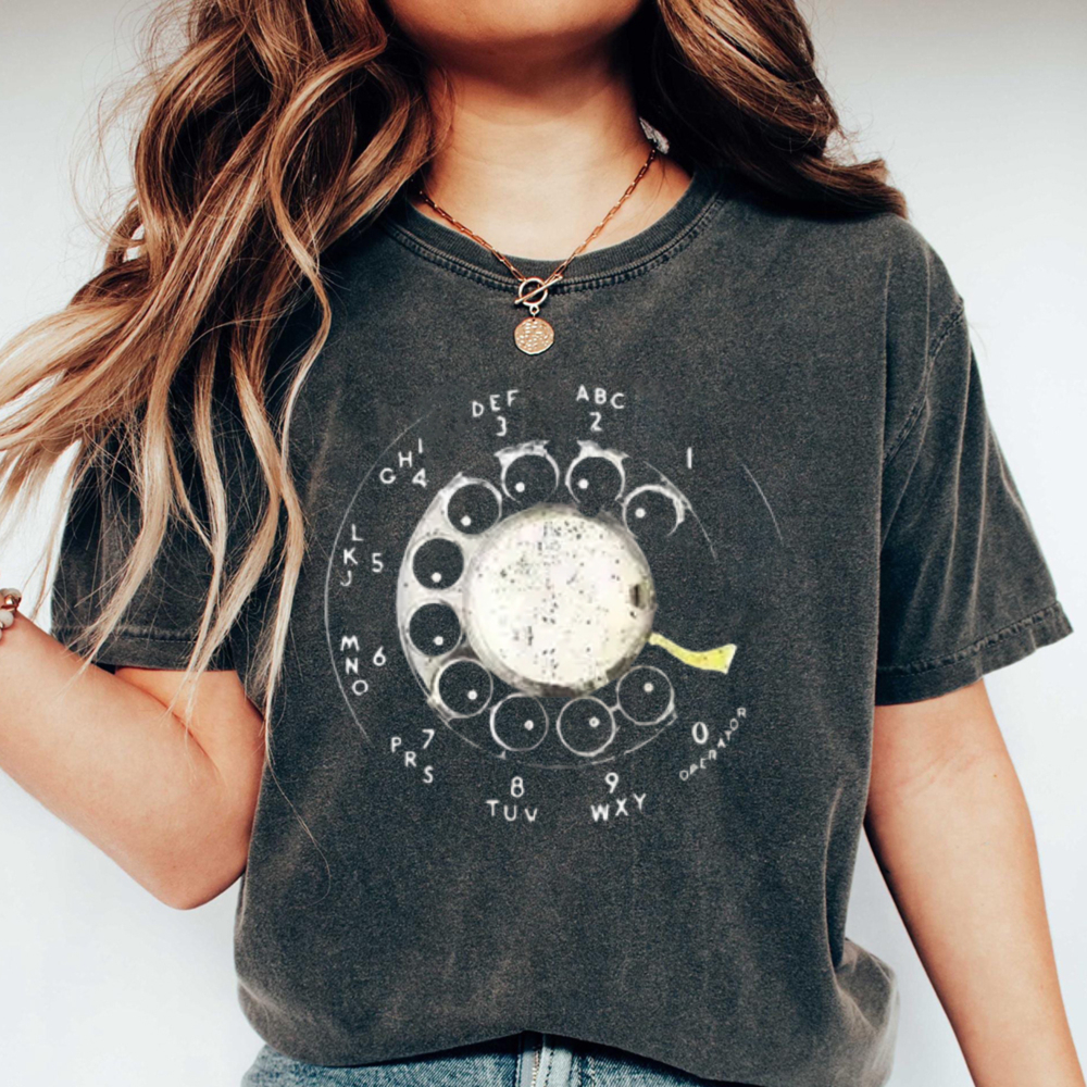 Vintage Rotary Dial Phone Pattern T-shirt