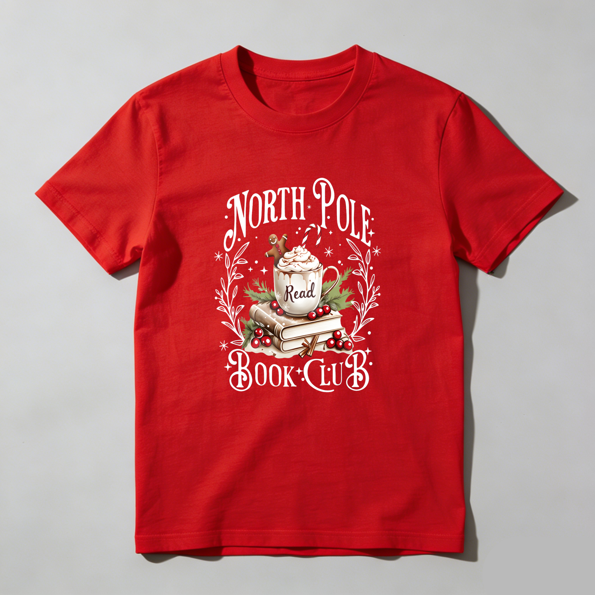 Wardrobecart North Pole Book Club Christmas Reading Theme Tshirt