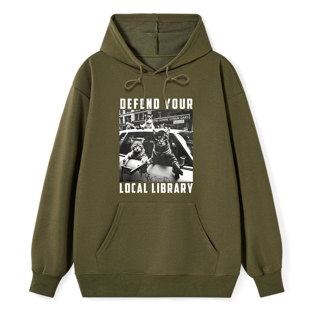 Wardrobecart Defend Your Local Library Cats In Car Unisex Classic Hoodie