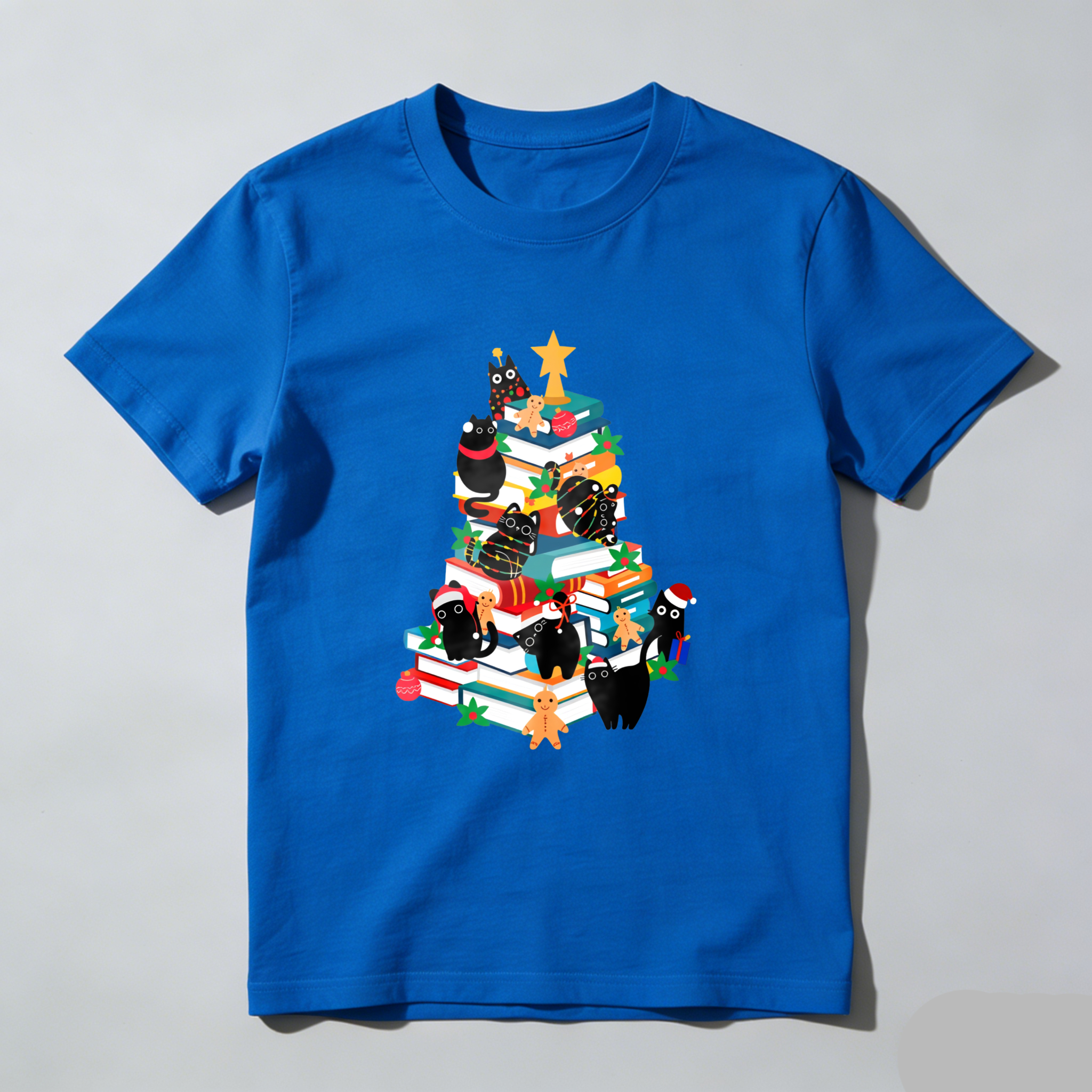 Wardrobecart Christmas Tree Books Cats Stars Gifts Tshirt
