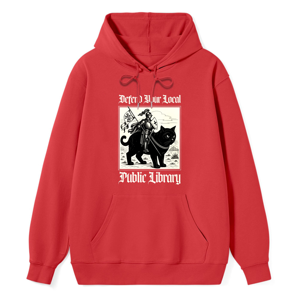 Wardrobecart Knight And Cat Defend Your Local Public Library Unisex Classic Hoodie