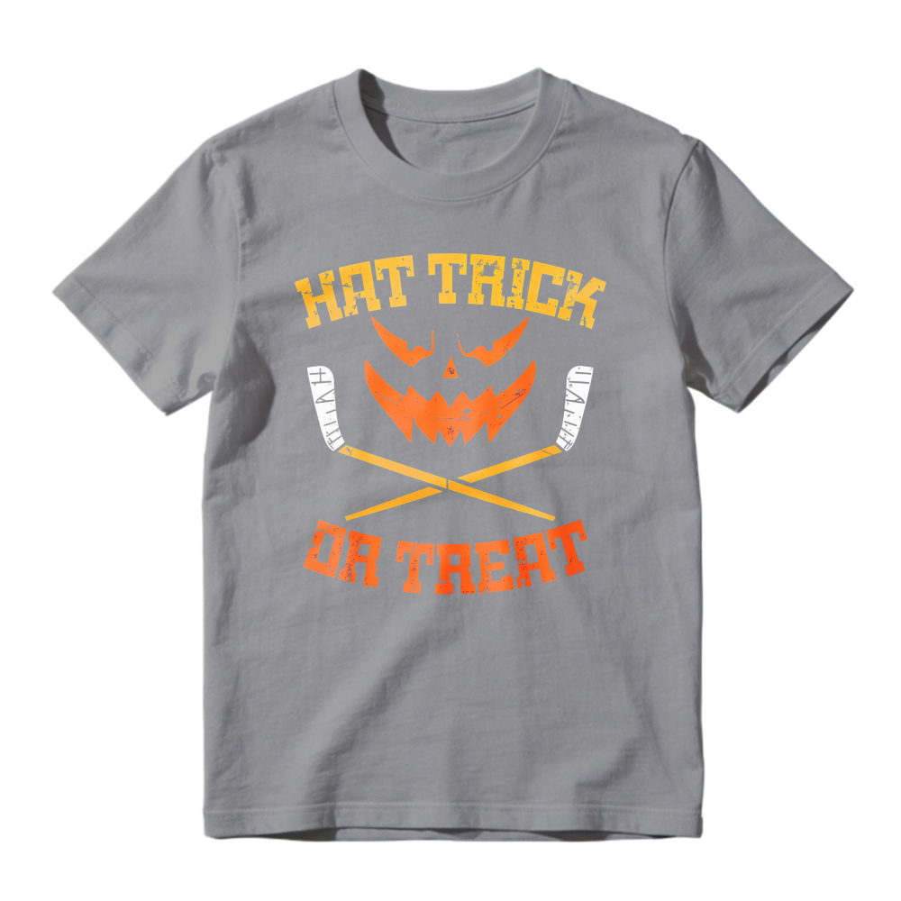 Hat Trick Or Treat Halloween Pumpkin Hockey Sticks Unisex Classic T-shirt