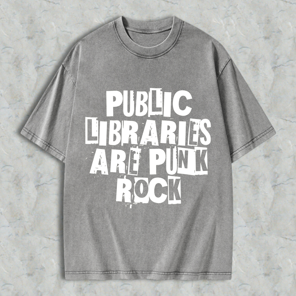 Wardrobecart Public Libraries Are Punk Rock Unisex Washed T-shirt