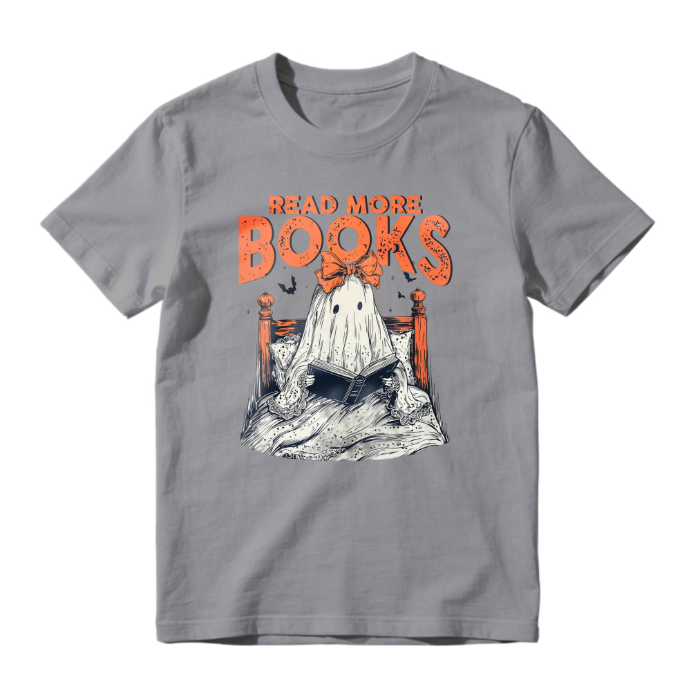 Read More Books Ghost Reading In Bed With Orange Bow, Unisex Classic T-shirt