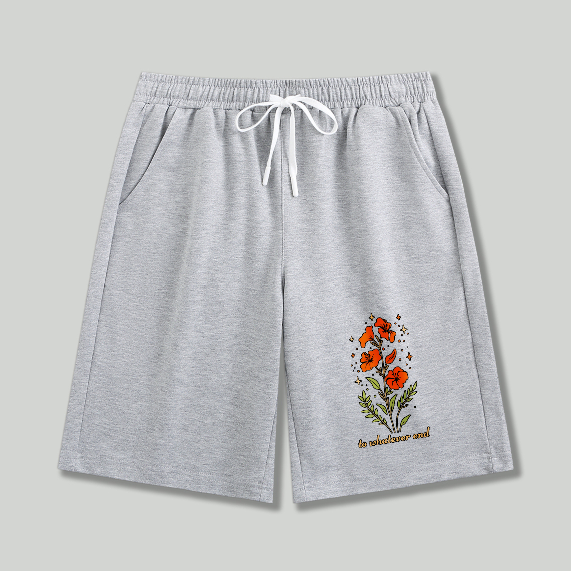 Wardrobecart Floral Pattern With Orange Flowers And Leaves To Whales Or End Shorts