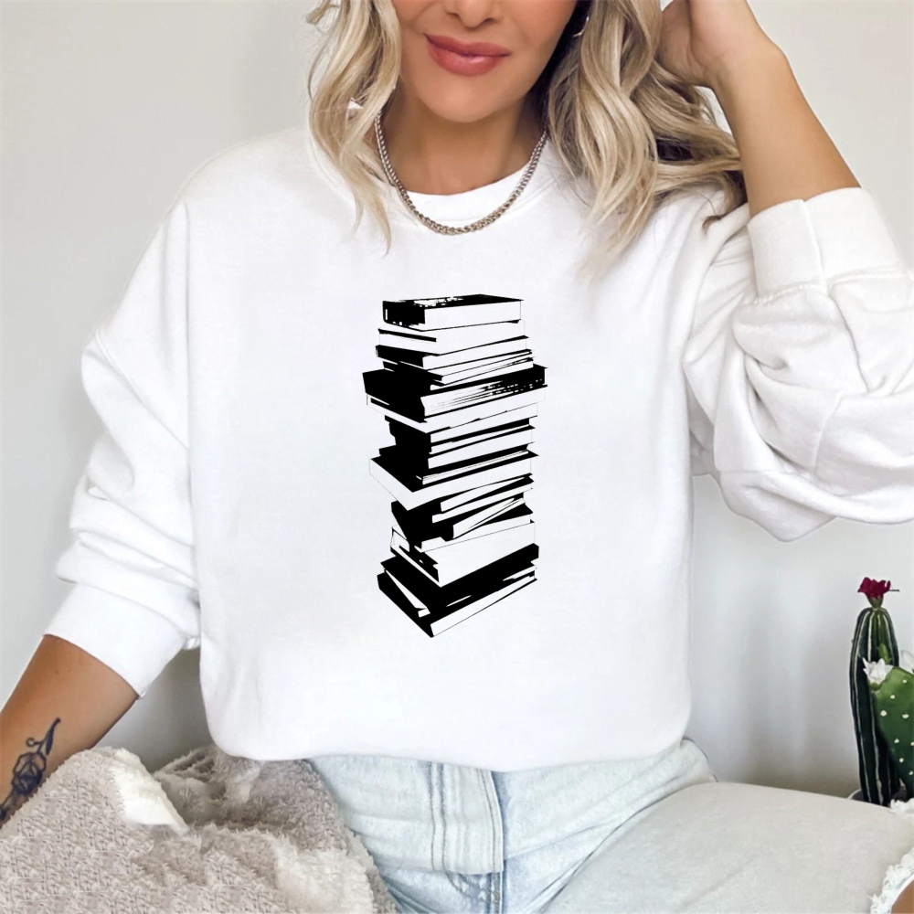 Wardrobecart Stack Of Books Pattern Unisex Classic Sweatshirt