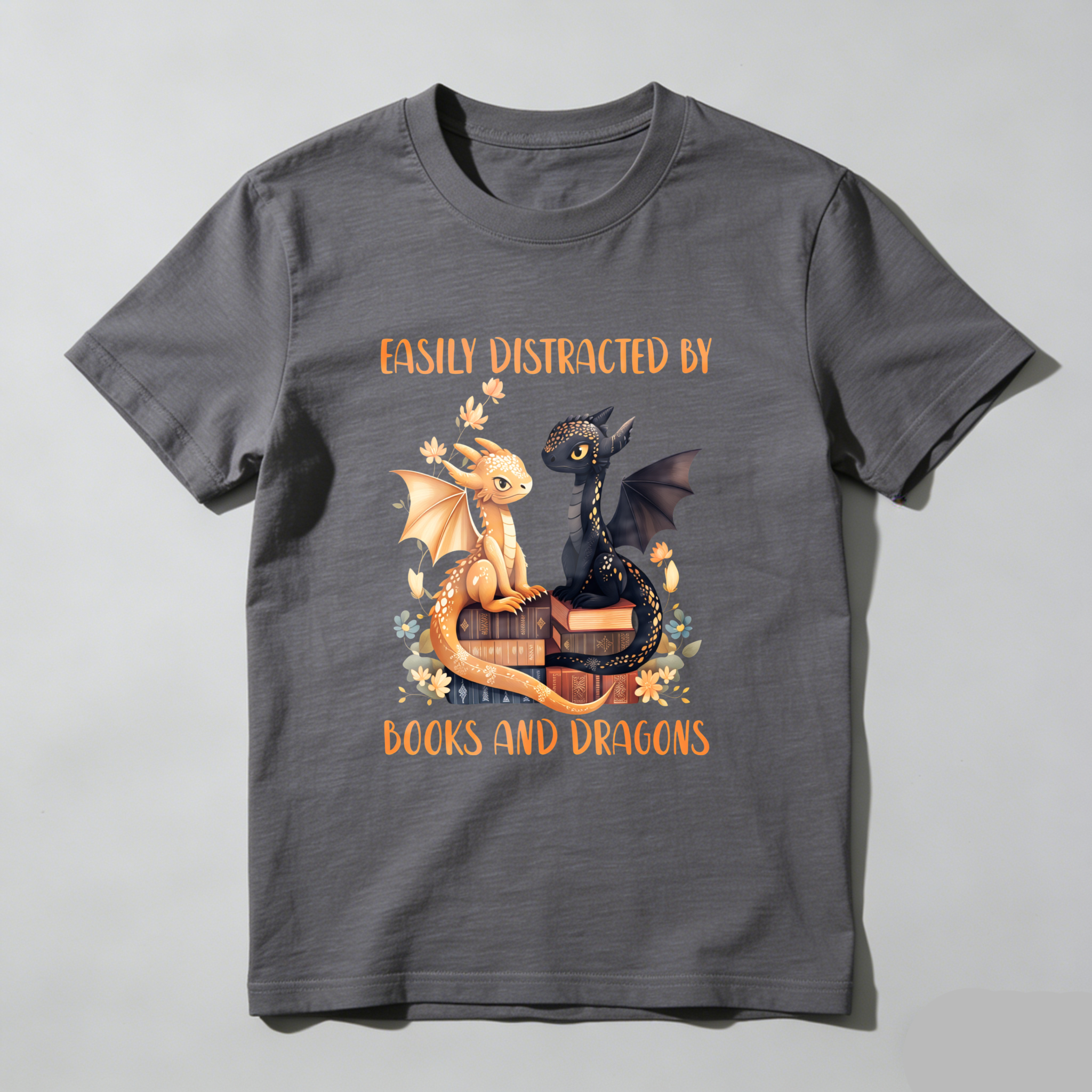 Wardrobecart Easily Distracted By Books And Dragons Tshirt
