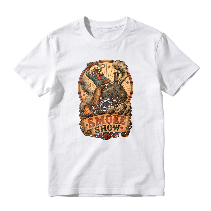 Smoke Show Vintage Cowboy Steam Train Illustration Unisex Classic T-shirt