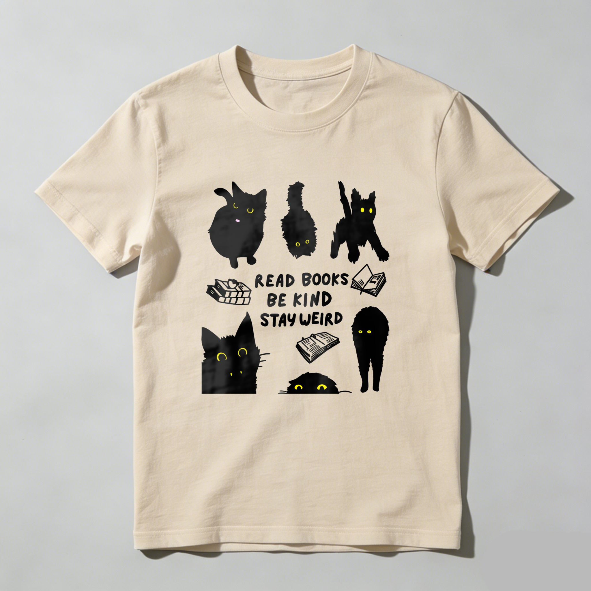 Wardrobecart Cats Books Kindness Weirdest Reading Fun tshirt