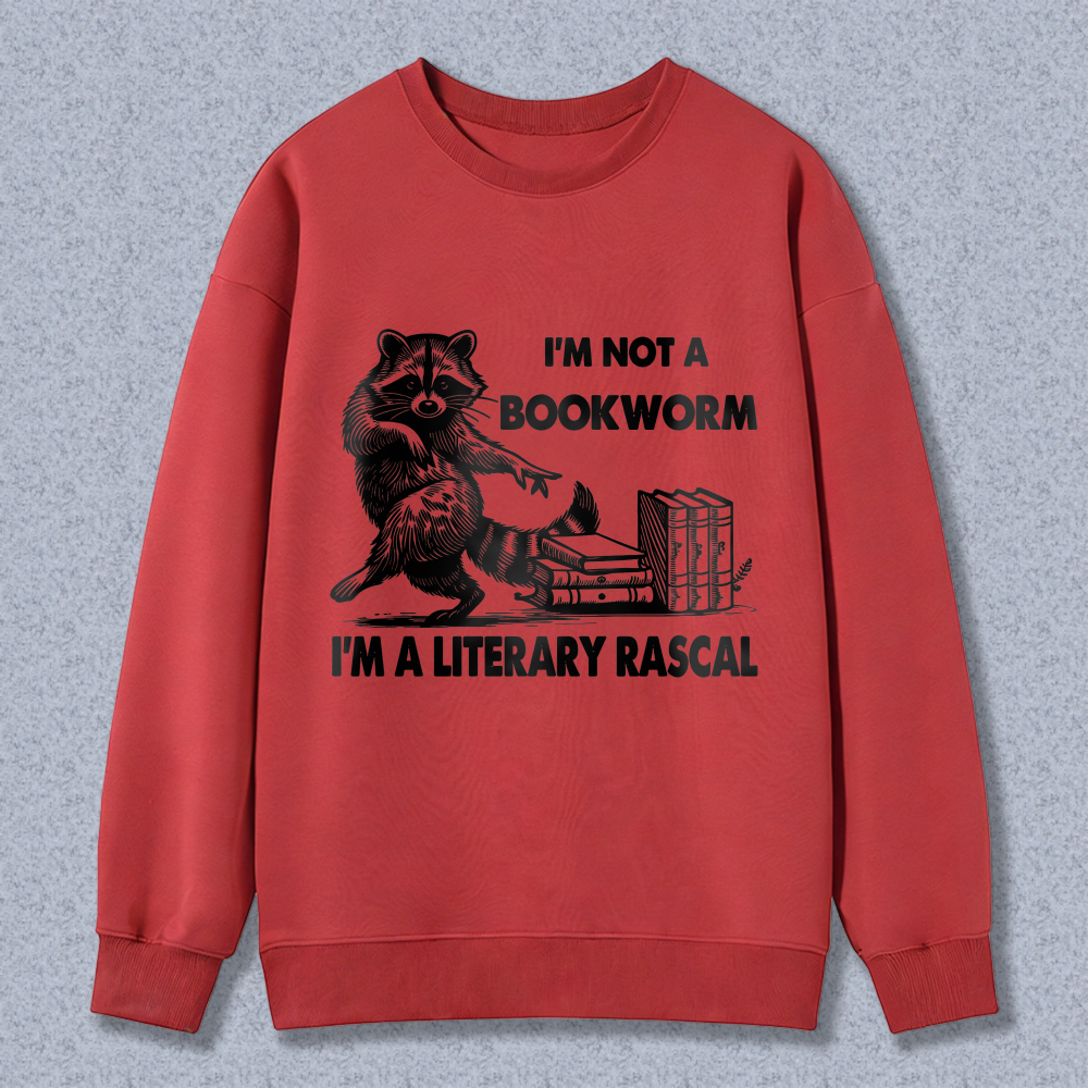 Wardrobecart Raccoon Reading Books I'M Not A Bookworm I'M A Literary Rascal Unisex Classic Sweatshirt