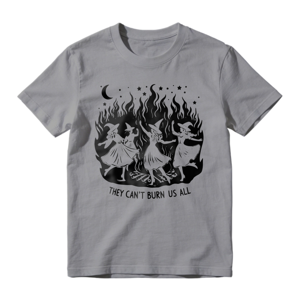 Witches Dancing In Flames They Cant Burn Us All Moon Stars Graphic, Unisex Classic T-shirt