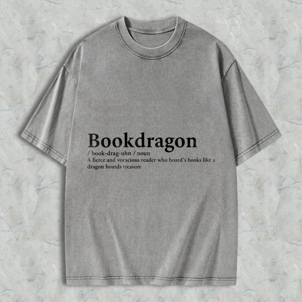 Wardrobecart Bookdragon Definition Unisex Washed T-shirt