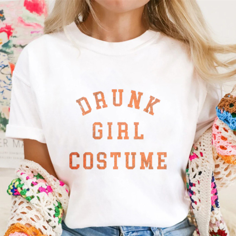 Drunk Girl Costume Text Graphic T-shirt