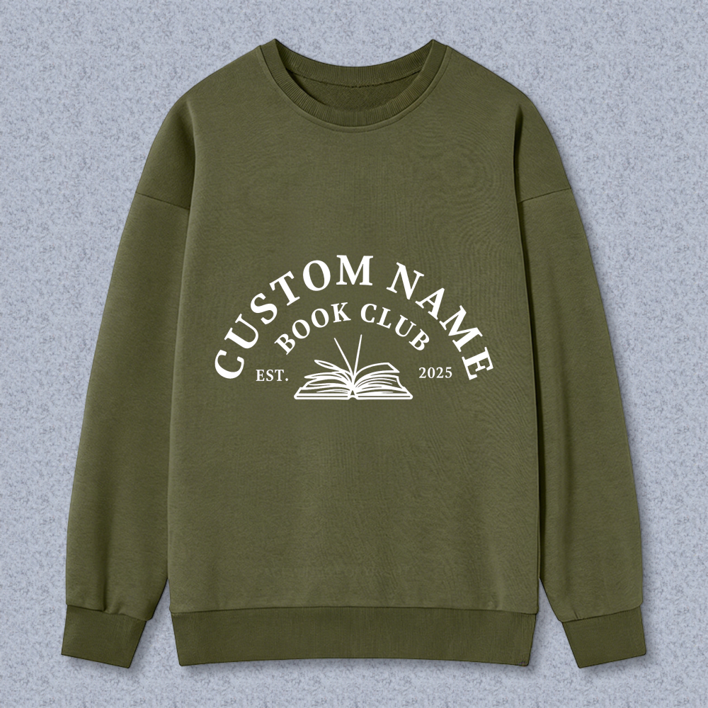 Wardrobecart Custom Name Book Club Est 2025 With Open Book Design Unisex Classic Sweatshirt