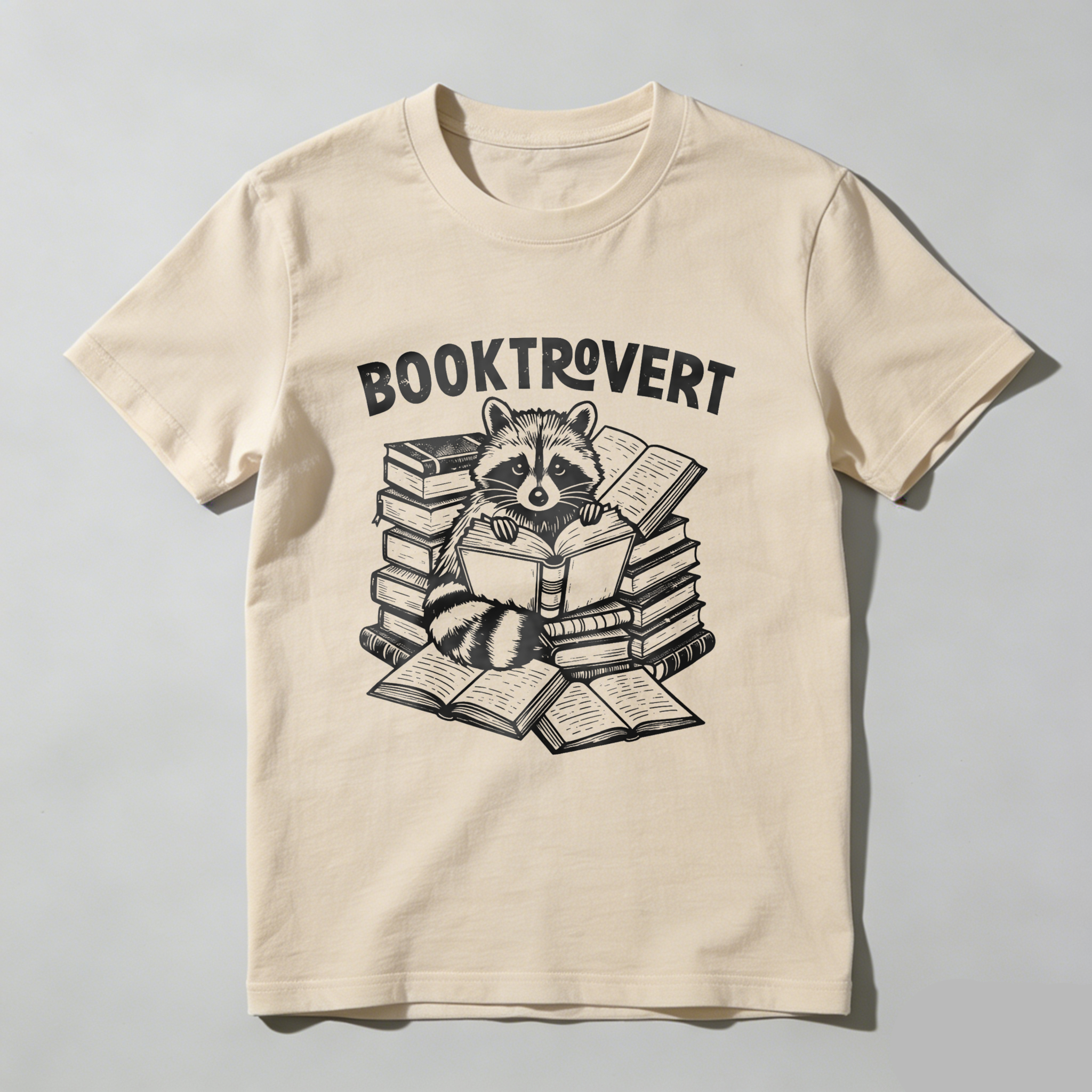 Wardrobecart Booktrovert Raccoon Reading Books Stack Tshirt