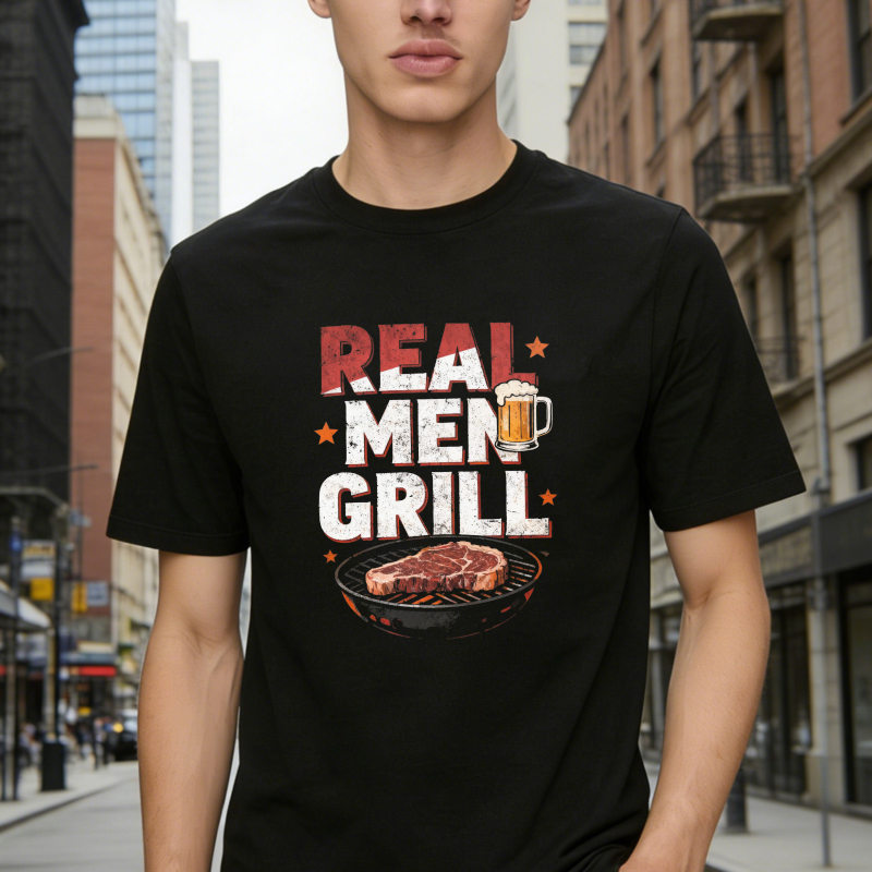 Real Men Grill Steak And Beer Graphic Unisex Classic T-shirt