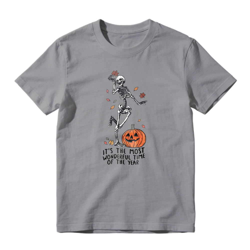 Skeleton Dancing On Pumpkin Its The Most Wonderful Time Of The Year Halloween Unisex Classic T-shirt
