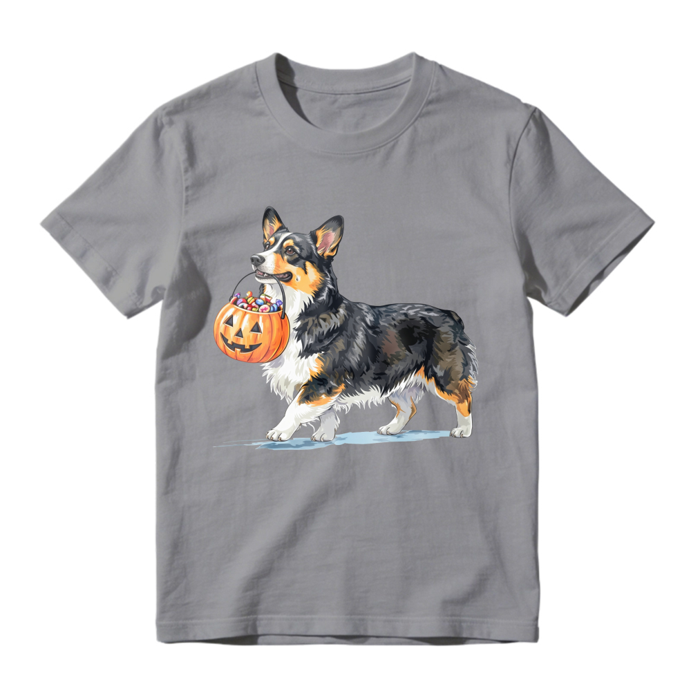Corgi Dog Holding Halloween Pumpkin Basket, Unisex Classic T-shirt