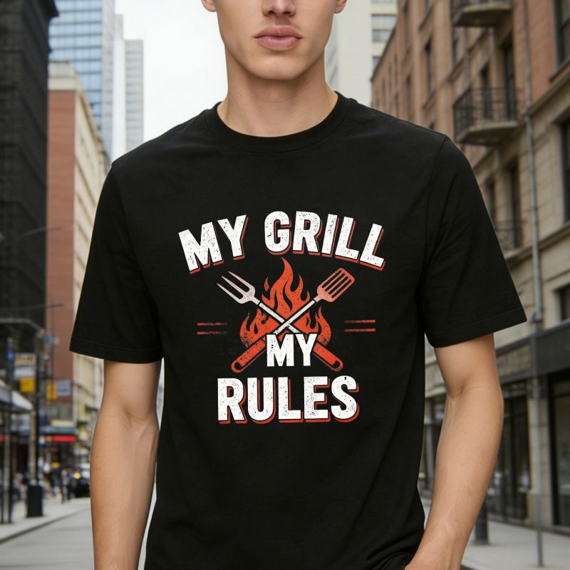 My Grill My Rules Barbecue Fork Spatula Fire Graphic Unisex Classic T-shirt