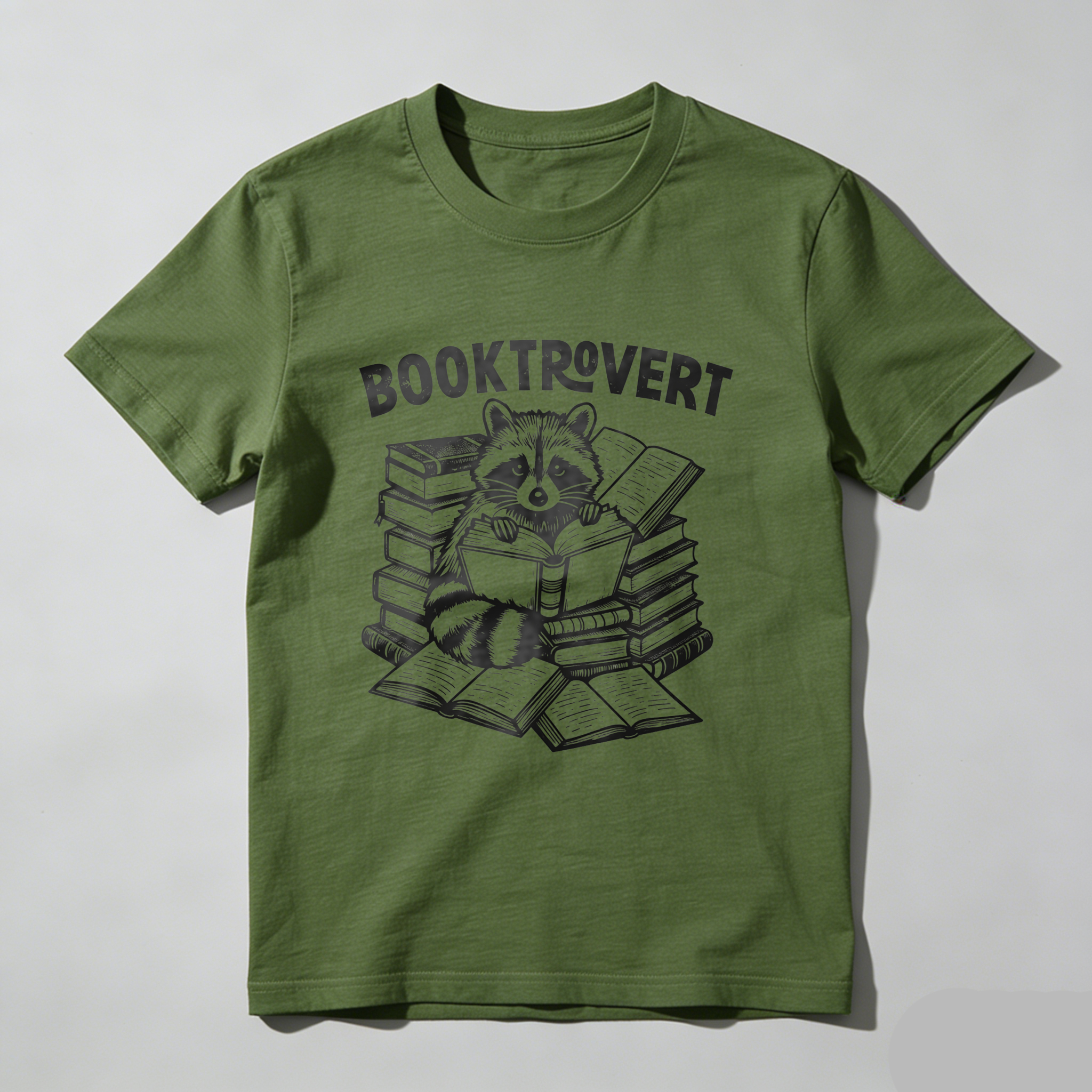 Wardrobecart Booktrovert Raccoon Reading Books Stack Tshirt