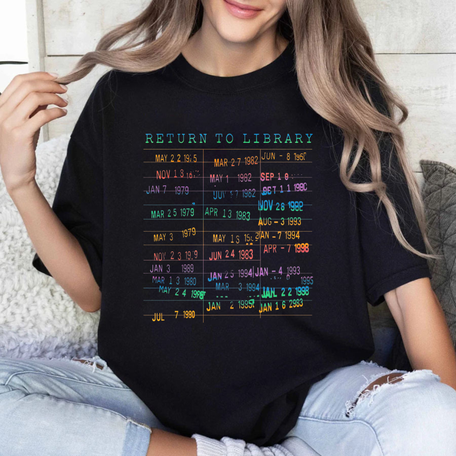 Wardrobecart Return To Library Dates Pattern Tshirt