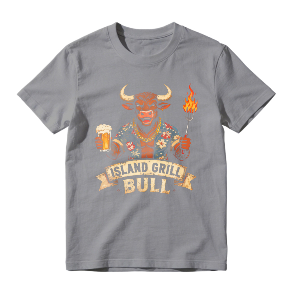 Island Grill Bull With Beer And Fire Fork Unisex Classic T-shirt